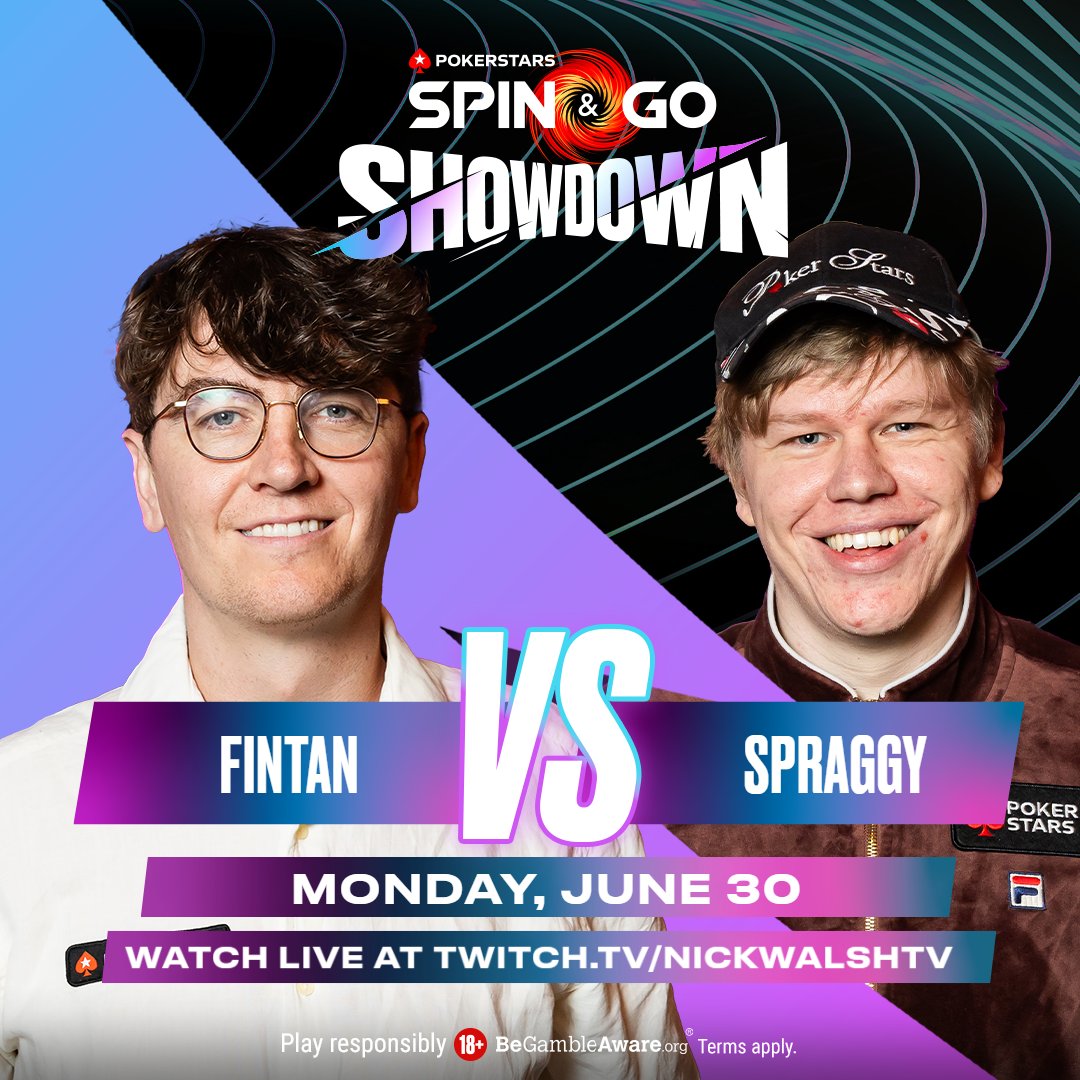 🌀 $100 of Spin &amp; Go tickets to be won 🌀

Who will spin their way to the top of Monday's Showdown by winning the most Spin &amp; Go's in 45 mins? 

<a href="/EasyWithAces/">Fintan Hand</a> or <a href="/spraggy/">Spraggy</a>?

Reply with [Stars ID] + #SGShowdown by 13:00 BST, Mon.

Ten winners to earn 2 x $5 Spin &amp; Go tickets
ℹ️