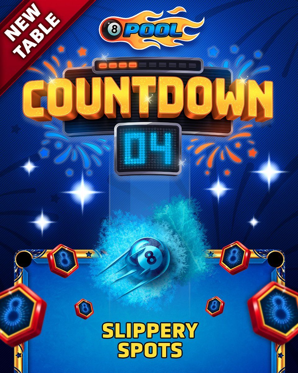 8ballpool's tweet image. NEW #CountdownTable 4️⃣ ✨ 🎱

🎁 Master #SlipperySpots to win extra #FireworksTokens for your choice of rewards

⏳ Available for 24 hours only
🗓️ Ends Sat June 28, 10am UTC

Learn More » mcgam.es/pfd4mh

#8BallPool