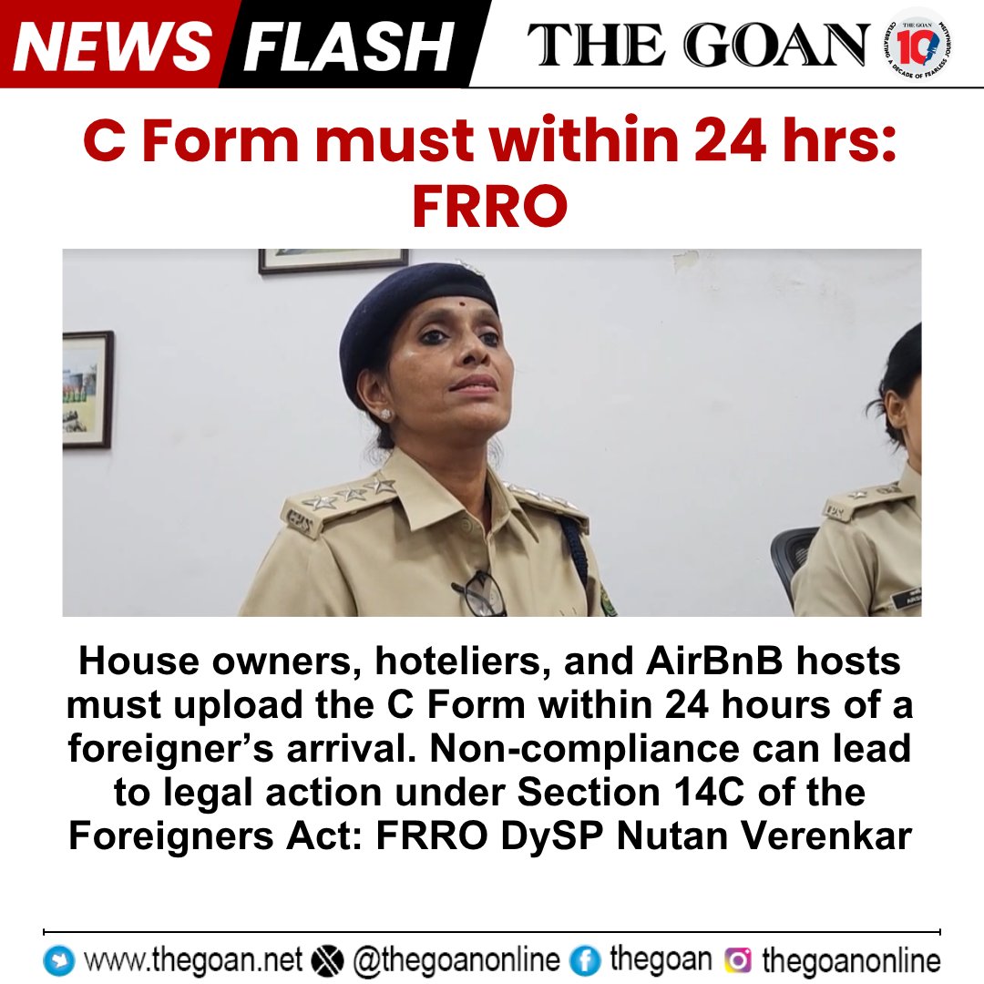 thegoanonline's tweet image. #CForm must within 24 hrs: #FRRO

#Goa #BreakingNews #GoaPolice