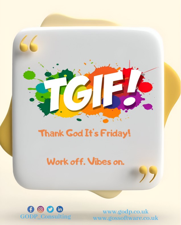 ConsultingGodp's tweet photo. It’s Friday, and we’re splashing into the weekend with colors of joy!

#TGIF #WeekendVibes #WorkLifeBalance #GODPConsulting https://t.co/TsNwF92kkw