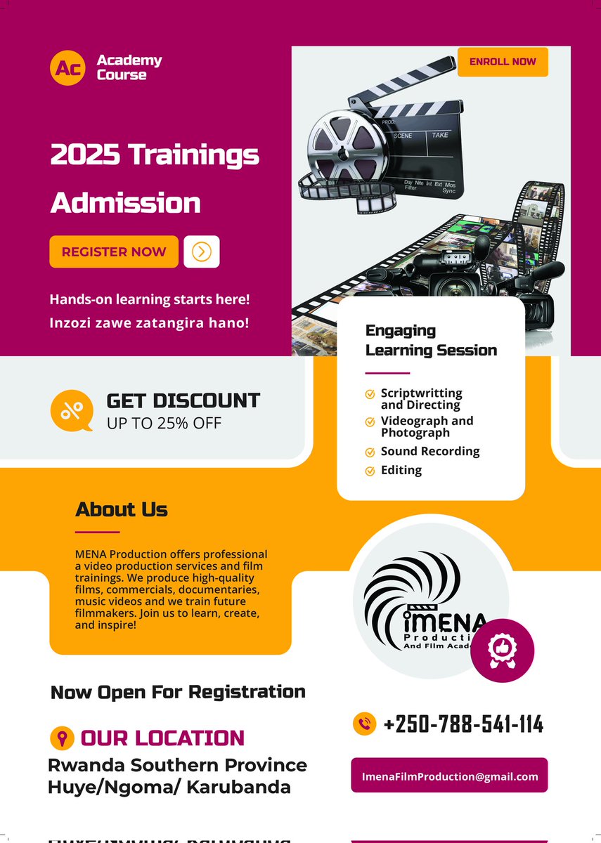 Join @imenaproduction and learn through hands on practice! The Summer Intake| Admission is Open