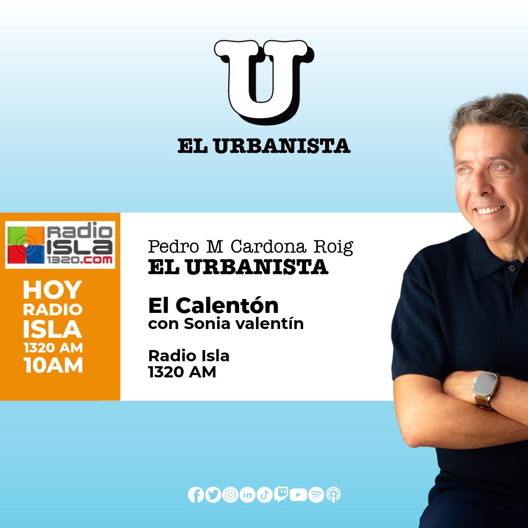 ElUrbanistaPR's tweet image. ¡Sintoniza hoy a las 10 AM! Estaré con soniavalentin en El Calentón por radioislatv. ¡No te lo pierdas! 📻 #RadioIsla #ElCalentón  #RescatemosElTerritorio #ElUrbanista #PedroMCardonaRoig