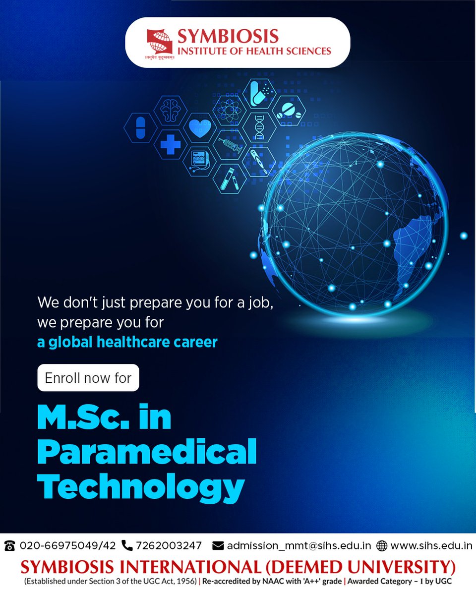 sihs_tweets's tweet image. With an M.Sc. in Paramedical Technology, you’re equipped for global careers in healthcare, backed by international recognition and limitless opportunities.
Enroll Now.

Click To Register: siu.ishinfo.com/SIHSPGY25/Regi…

#medicalimagingtechnology