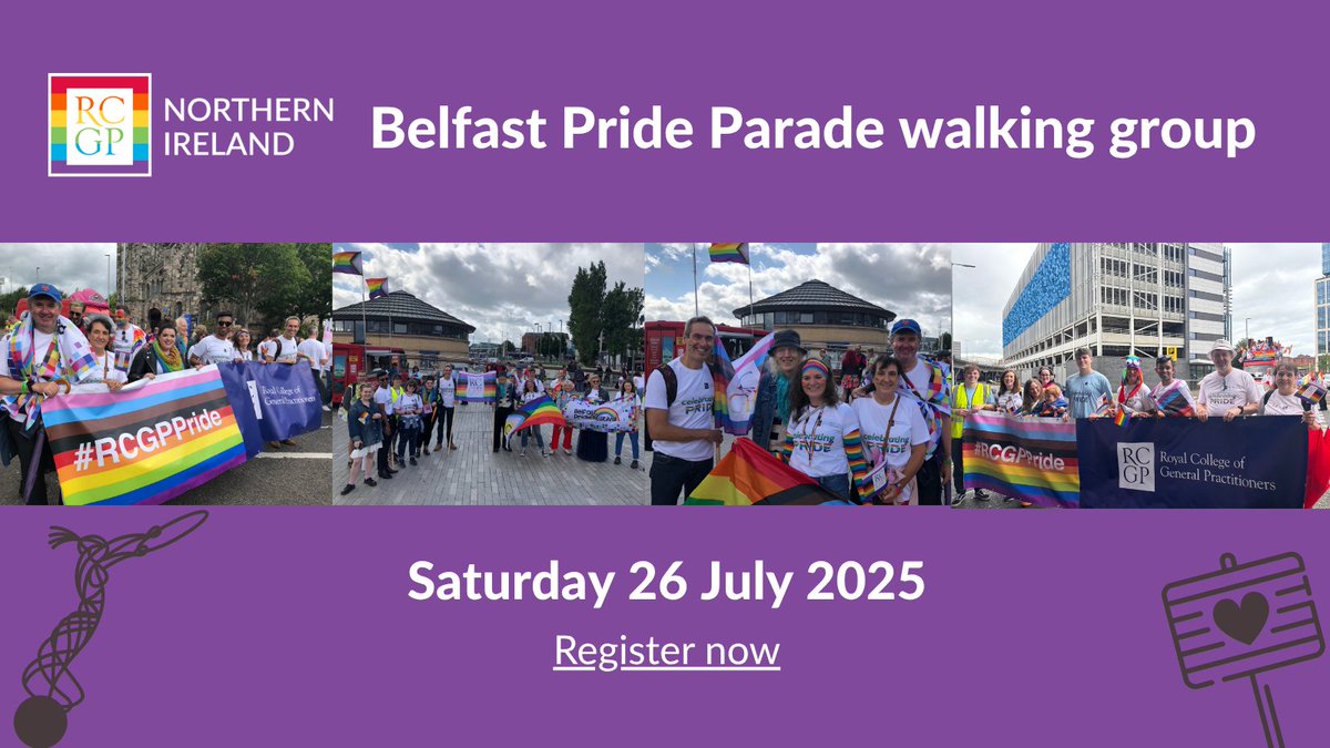 rcgp_ni's tweet image. RCGPNI would like to invite you to join our Belfast Pride Parade walking group on Saturday 26 July. Friends and family are welcome to join too! Register now: tinyurl.com/BelfastPride20…
@_NIMDTA @BMA_NI @QUBGPSociety @UUGPSociety