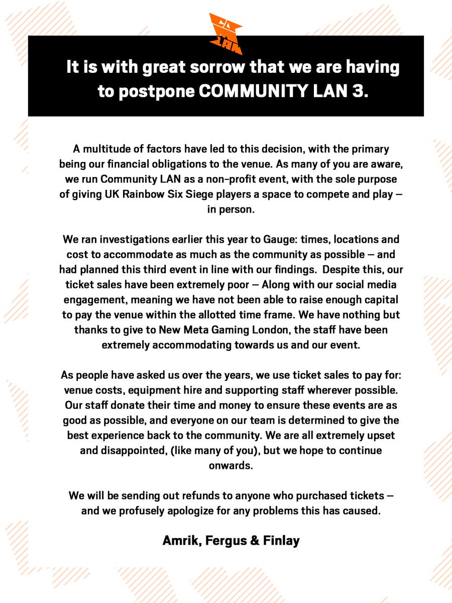 Important update regarding Community LAN 3