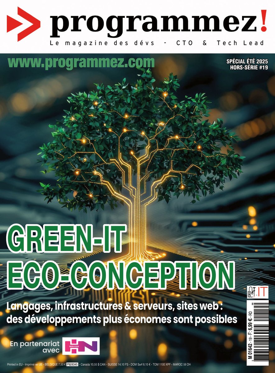 Magazine Programmez! (@progmag) on Twitter photo notre dernier hors-série est disponible : spécial greenit et écoconception. On parle codes, Kubernetes, IA, bonnes pratiques. Un numéro indispensable pour comprendre les défis de la sobriété du code ! avec le soutien de <a href="/HNServices_FR/">HN Services</a>
programmez.com/magazine-papie… notre dernier hors-série est disponible : spécial greenit et écoconception. On parle codes, Kubernetes, IA, bonnes pratiques. Un numéro indispensable pour comprendre les défis de la sobriété du code ! avec le soutien de <a href="/HNServices_FR/">HN Services</a>
programmez.com/magazine-papie…