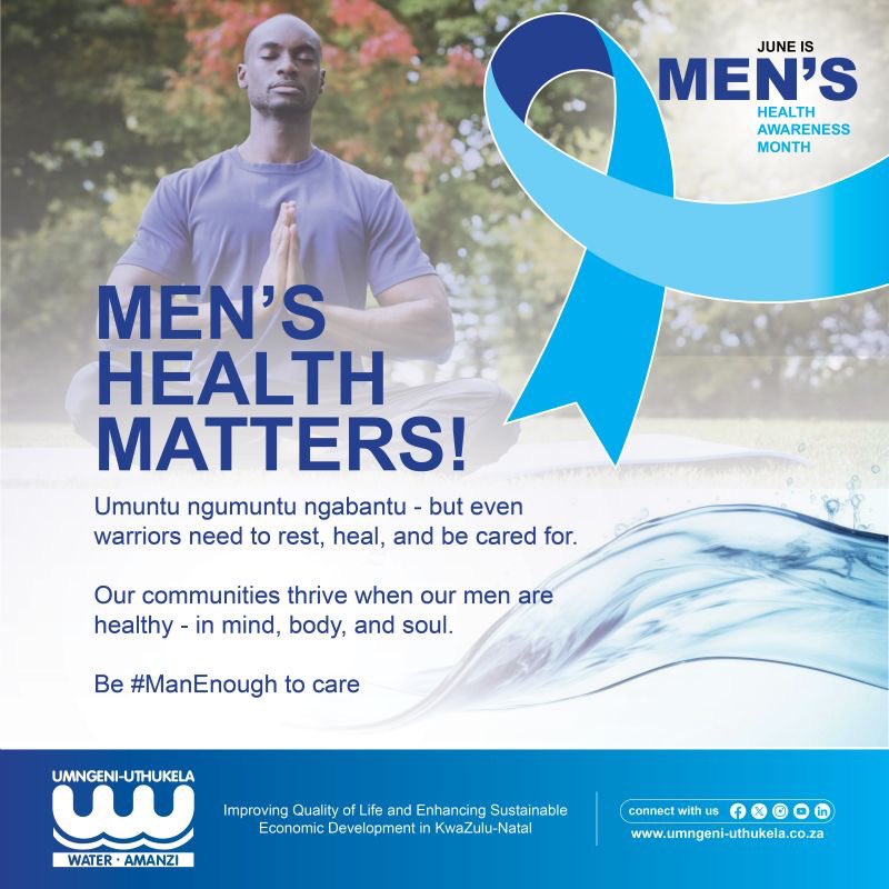 UMngeniUThukela's tweet image. This #MensMonth, we echo the national call to “Bring Empathy Back” by encouraging men to care for their physical, emotional, and mental health.

Let’s close the #empathygap and normalise asking for help, going for check-ups, and talking about what hurts.

#MensHealthMatters