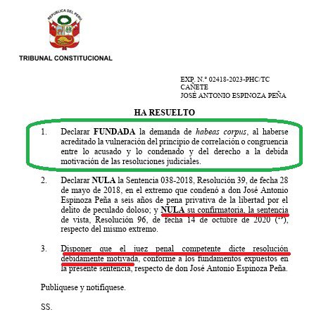 omarsars's tweet photo. El @TC_Peru ha resuelto que la falta de correlación o #congruencia entre lo acusado y lo condenado vulnera el derecho a la debida #motivación.

Texto completo de la sentencia ----> https://t.co/avyTPcQlmO https://t.co/aIRLjU1AGb