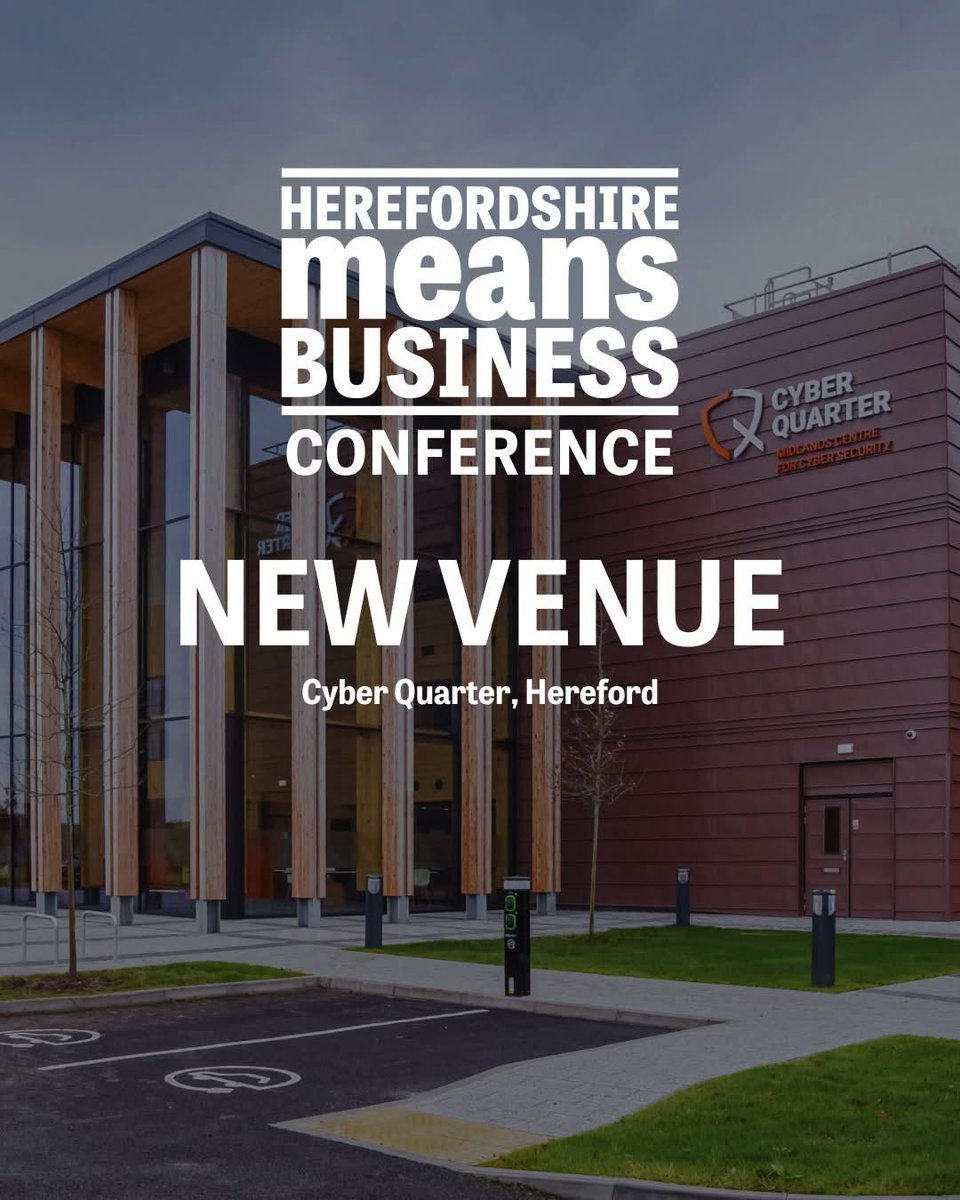 We are pleased to announce the Midlands Centre for Cyber Security as the venue for the 2025 #HMBiz Conference 💚

Thank you for all your guesses... the Winner will be announced shortly 🌟

Save the Date: The Herefordshire Means Business Conference takes place on Wednesday 19th