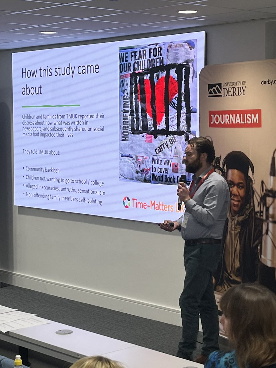 TheAJEUK's tweet image. Session 6 of #AJE25 underway - building care and resilience into journalism education. Thomas McCooey of LJMU presents new research on preparing student journalists for the impact of court reporting on the children of defendants in court.