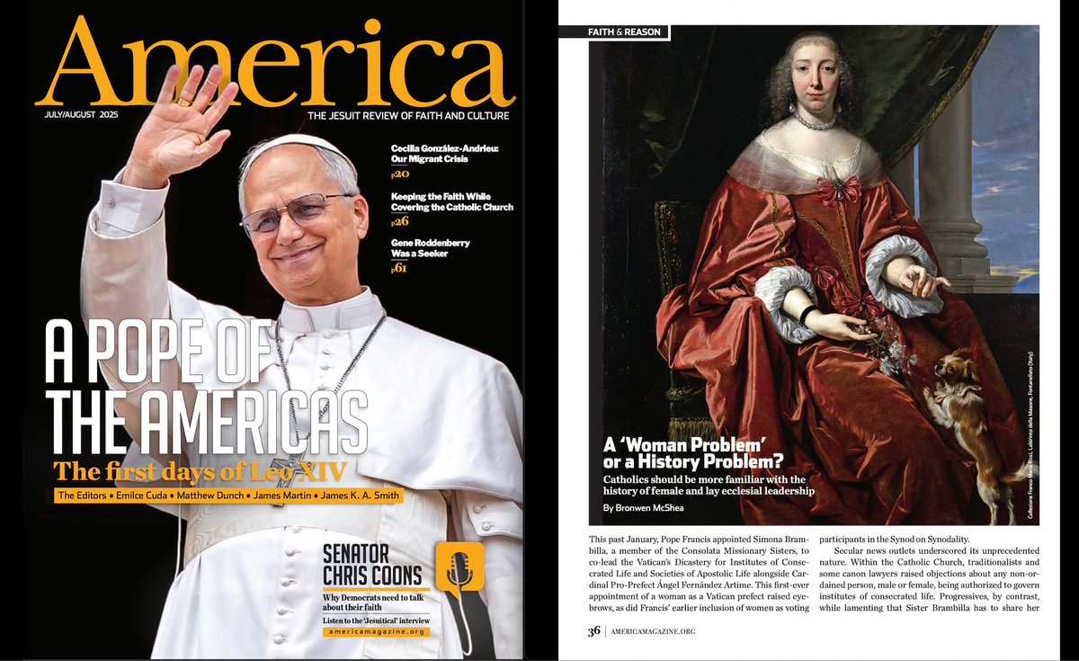 bronwenmcshea's tweet image. Look who gets to share the July issue of @americamag with the new Pope :-)