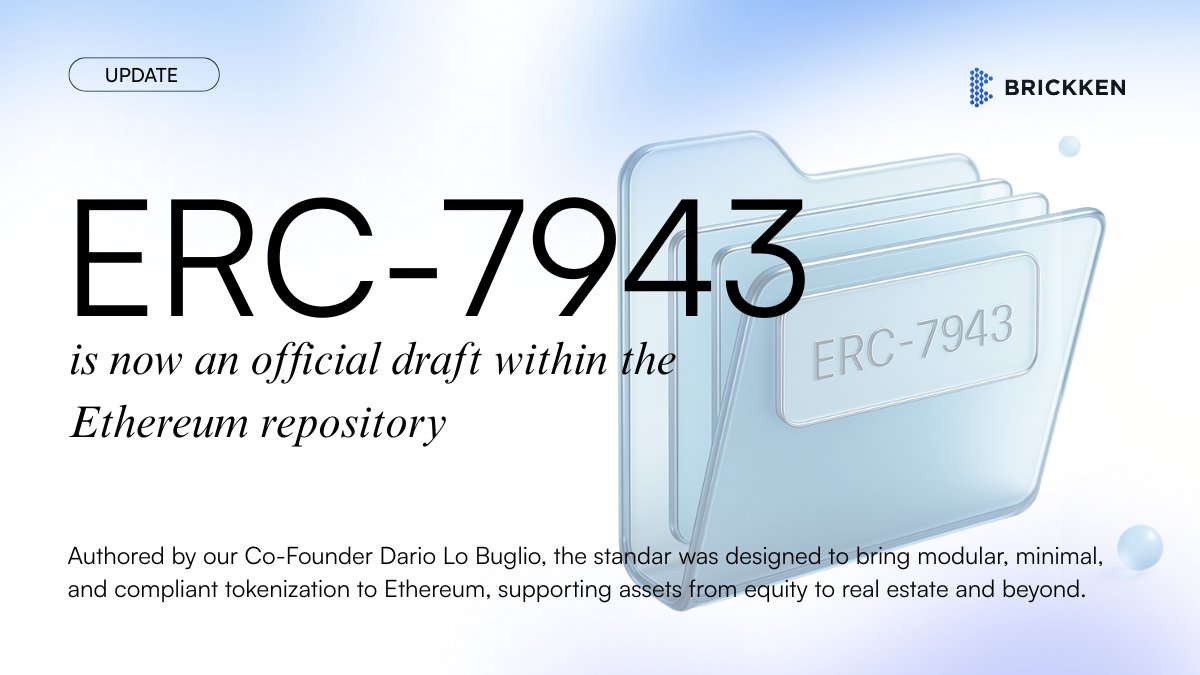 🎉 ERC-7943 is now an official draft within the Ethereum repository

The EIP-7943 authored by our Co-Founder @Xaler2  has now been officially added to the @Ethereum repository!

ERC-7943 is designed to bring modular, minimal, and compliant tokenization to Ethereum, supporting