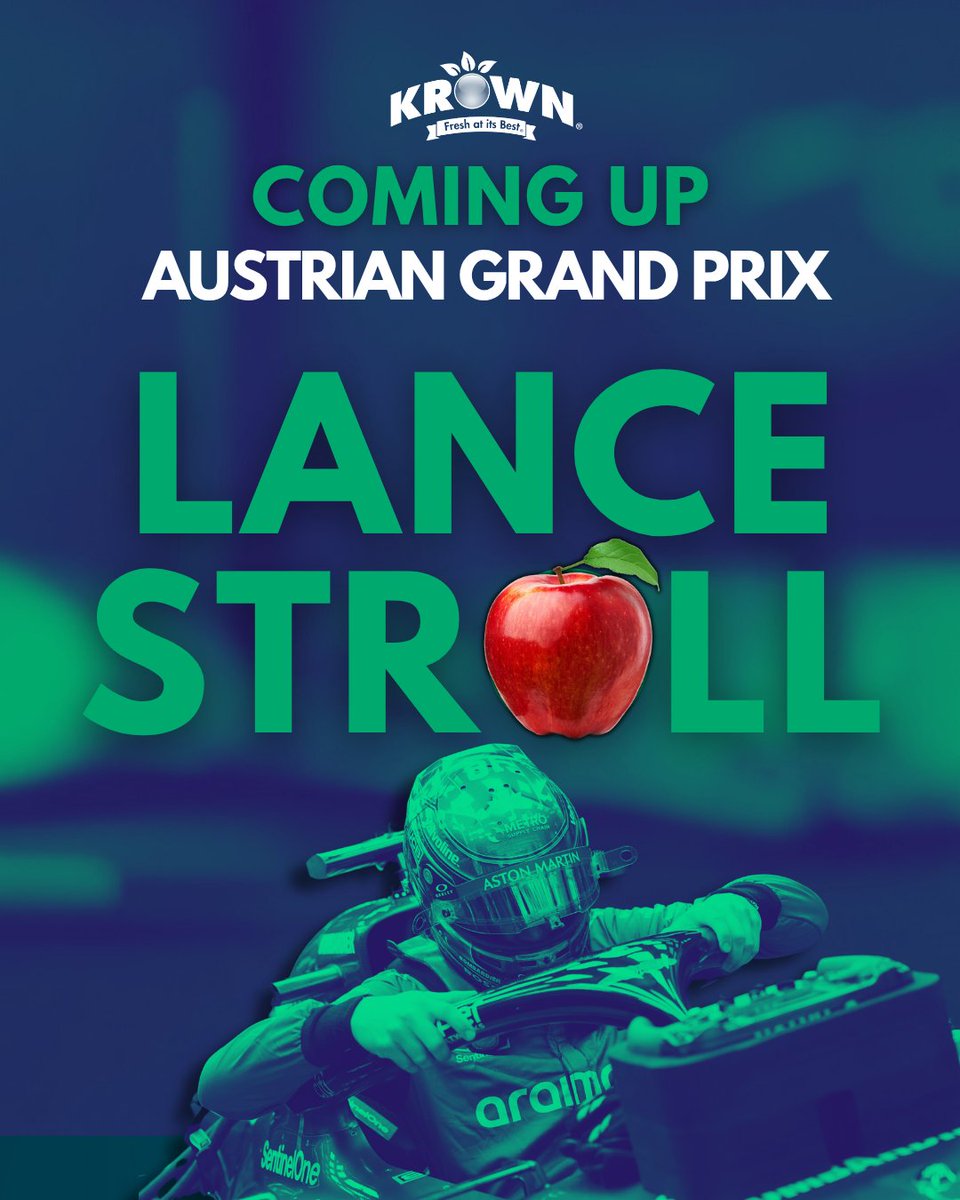 3️⃣ 2️⃣ 1️⃣ Let’s cheer on Krown Produce Official Ambassador <a href="/lance_stroll/">Lance Stroll</a> at the Austria Grand Prix! 🏁

Did you know Styria, Austria is called the “Green Heart” because of its world-class fruit production? 🍏🍐🫐

@astonmartinf1 #KrownAmbassador
#KrownProduce #LanceStroll