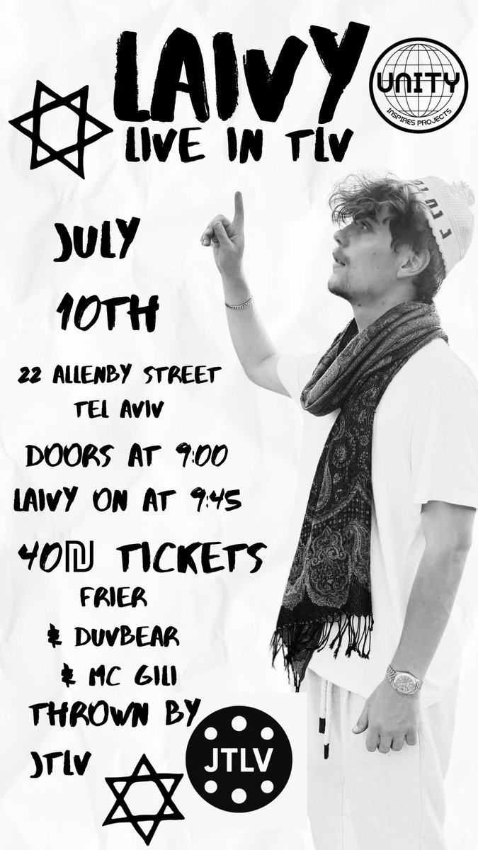 GoldsmithEli's tweet photo. Excited Rescheduled @LAIVYMILLER Concert July 10th Live in #TLV... #fighton Special Guests @duvbear Brothers of #Redemption & #mcgili
https://t.co/t4llR7MpX1
Get Tickets now 🎫 @jtlv_ https://t.co/sUJuKBU1CY
#LaivyMiller #JTLV DM #unitybookings https://t.co/GWxK4QF2Ii
#duvbear https://t.co/yih6FyjG2b