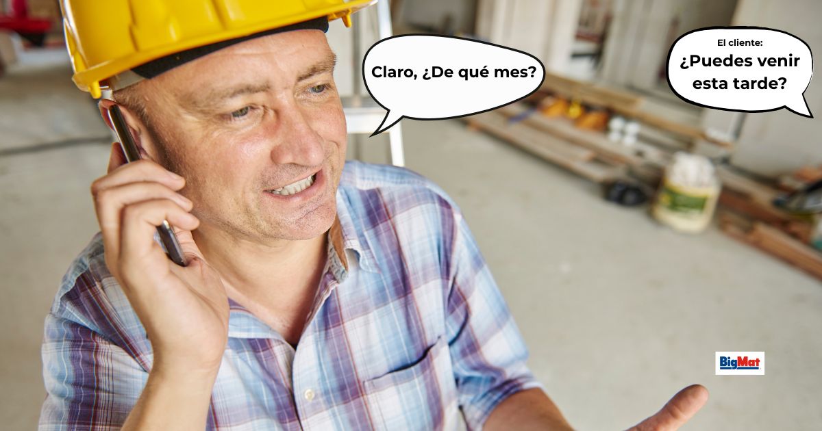 🙍Cuando te llama el cliente:
- ¿Puede venir está tarde?
👷‍♂️El Reformista: 
- Claro, ¿De qué mes?

#BigMat #Humor #Albañilesconhumor #Reforma #Construción