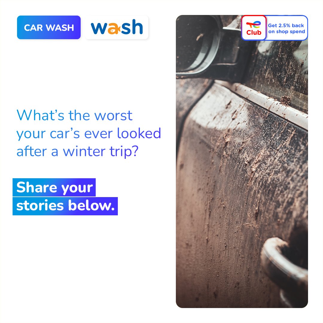Been on a wild winter mission that left your car looking like it survived a mudslide? 😅 We’ve all been there. 

The good news? Our car wash is here to help you bounce back. Pop in at selected TotalEnergies service stations and let’s get your ride back to its best. ✨🚗