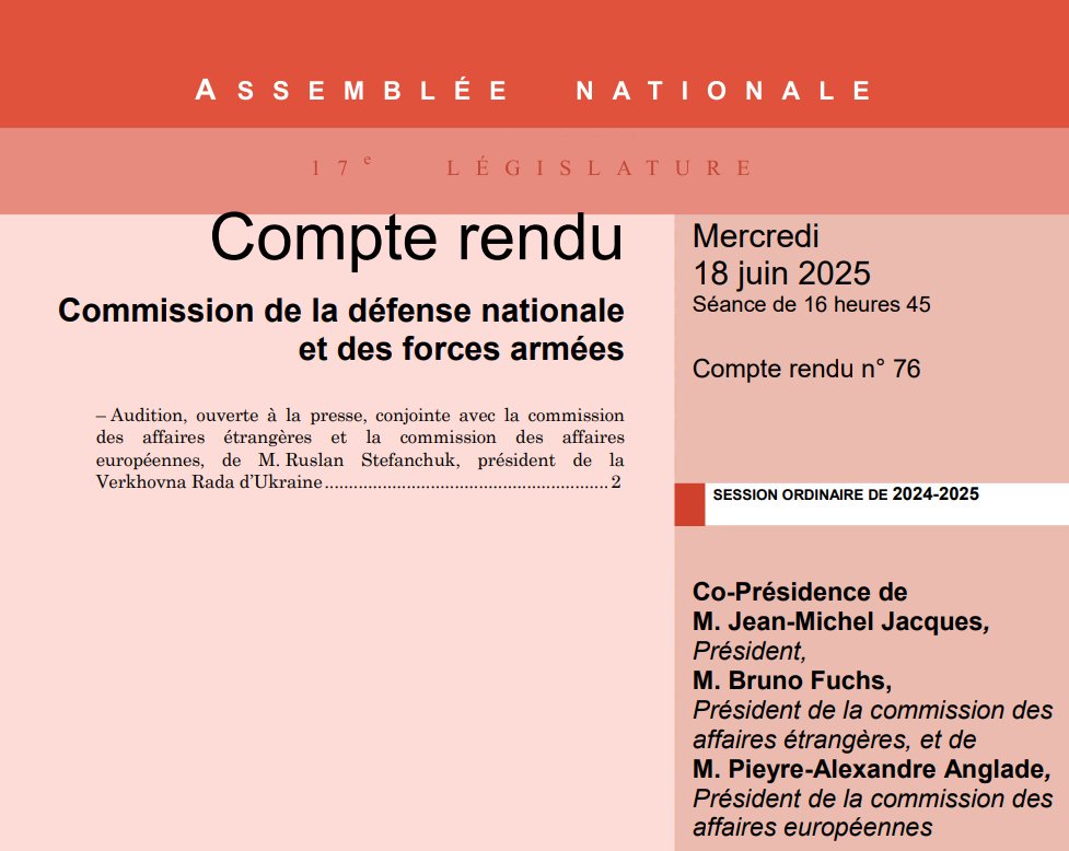 AN_Defense's tweet image. 📙 Le compte-rendu de l'audition conjointe avec la @AN_AfEtr et la @AN_AfEur de @r_stefanchuk, président de la @ua_parliament, est en ligne 👉 assnat.fr/Jk27iW.
#Défense #Ukraine #DirectAN
