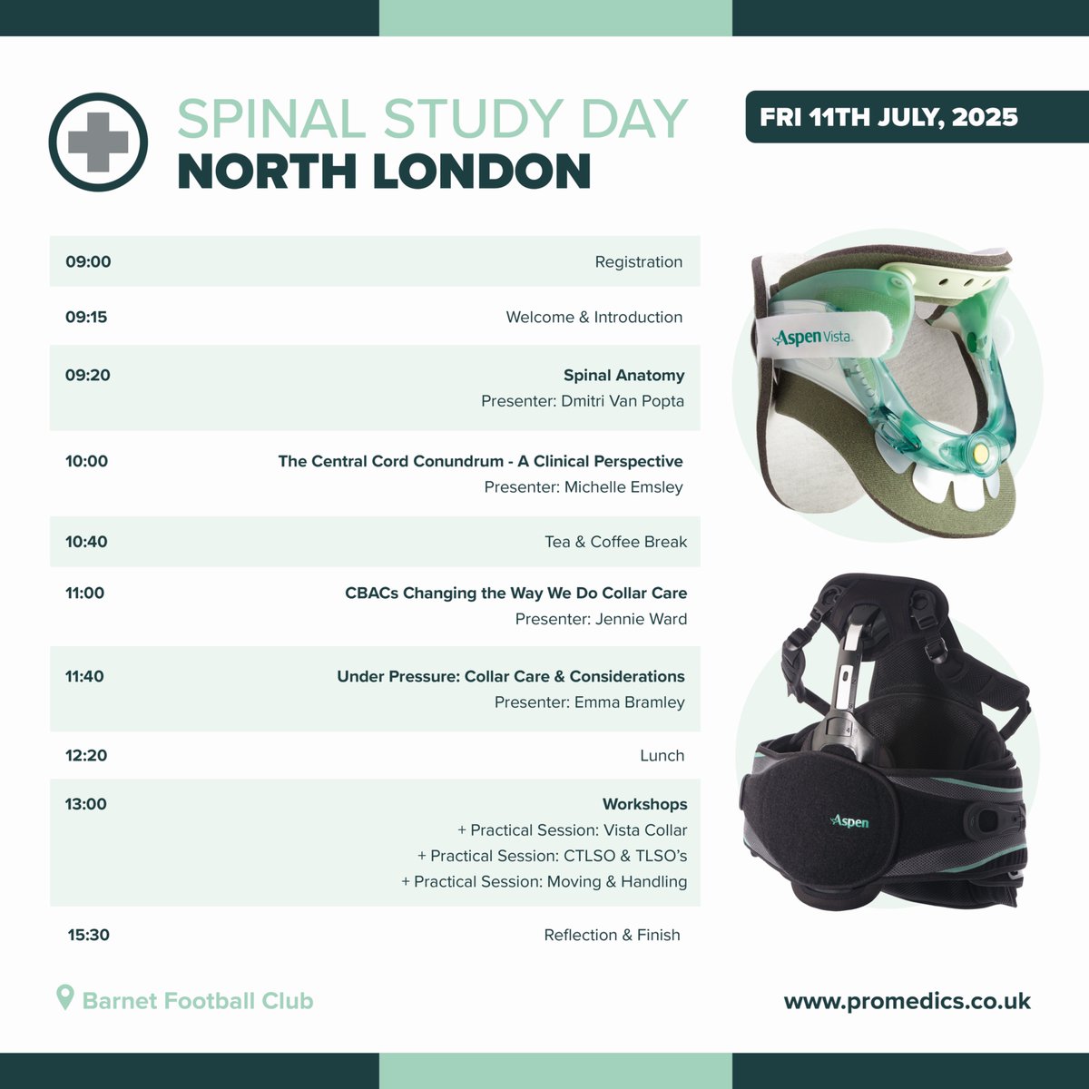 It's just two weeks to go until our next Spinal Study Day of 2025, in North London! 🌟

📍 Barnet Football Club
🗓️ Friday 11th July, 2025

Check out the agenda below for a reminder of what to expect on the day!👇

#SpinalStudyDay #SpinalEducation