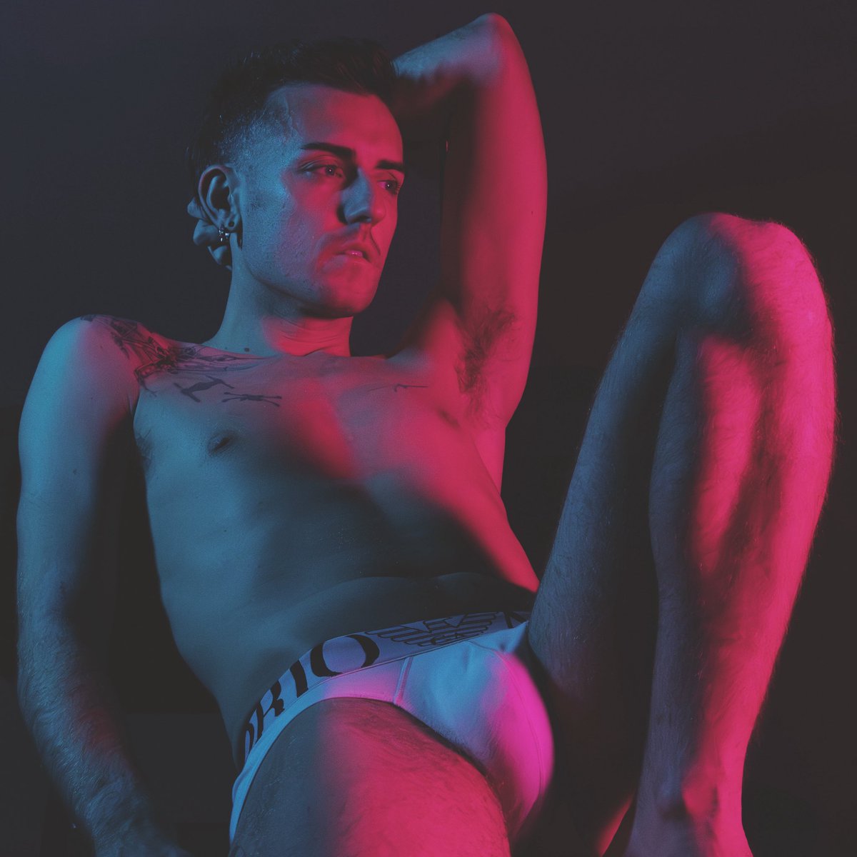 Neon lights with <a href="/carlkierman/">Carl Kierman</a> #underwearmodel #malemodel
