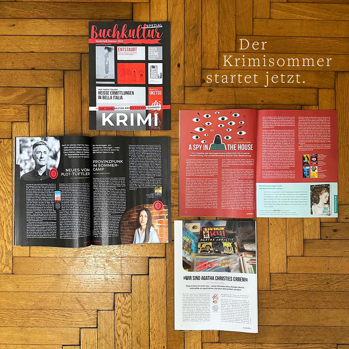 Das Buchkultur Sonderheft "Krimi" - 32 Seiten mit den 10 besten Krimis für den Sommer, Hard-Boiled, Cosy Crime, uvm. Jetzt in den Wiener Freibädern, im DACH- Krimibuchhandel, bei Thalia AT &amp; als Beilage von Buchkultur-Ausgabe 220 – buchkultur.net/krimisommer/