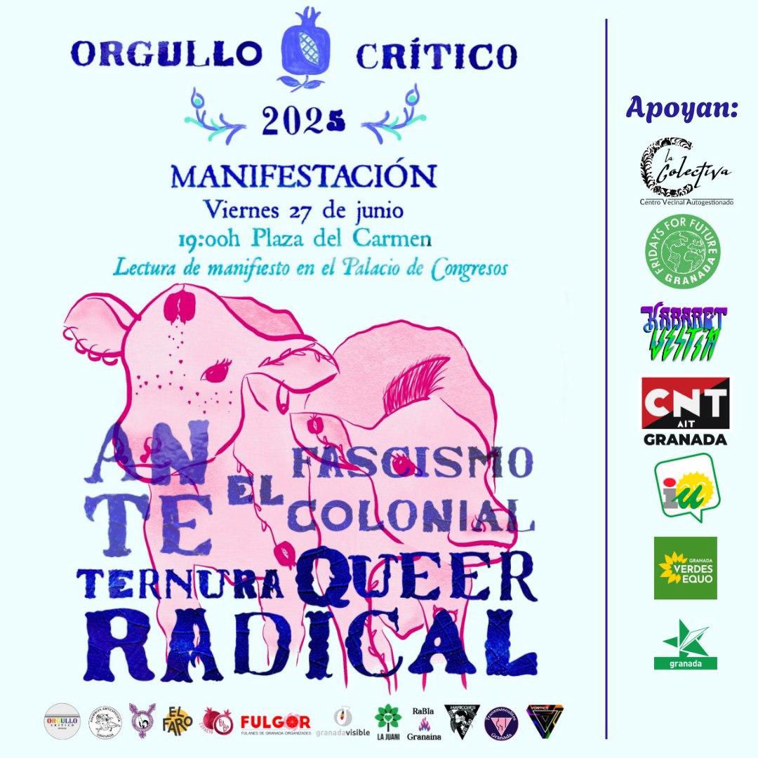 Verdes Equo Granada (@verdesequo_gr) on Twitter photo Acompáñanos junto a <a href="/granadavisible/">Granada Visible 🏳️🌈</a> y el resto de organizaciones que convocan el Orgullo Crítico de Granada.
📍 19:00 h, Plaza del Carmen. Acompáñanos junto a <a href="/granadavisible/">Granada Visible 🏳️🌈</a> y el resto de organizaciones que convocan el Orgullo Crítico de Granada.
📍 19:00 h, Plaza del Carmen.