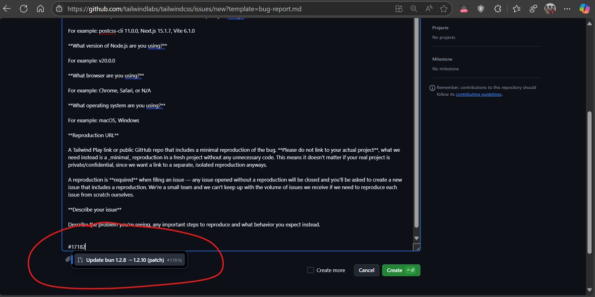 augvcor's tweet image. Did I just stumble on a @github website bug while creating an issue in the @tailwindcss repo? The issue exists, but the #shortcode isn’t resolving to it. 🤔
github.com/tailwindlabs/t…