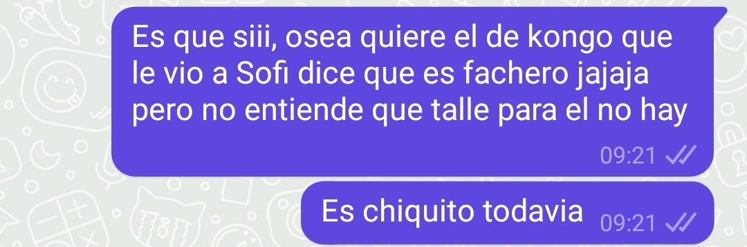 Alguien que le avise a kongo que haga los conjuntos para peques. No sé imaginan lo loca que me vuelve porque quiere el pantalón que le vio a <a href="/SofiSantos_/">sofia</a> jajajaja