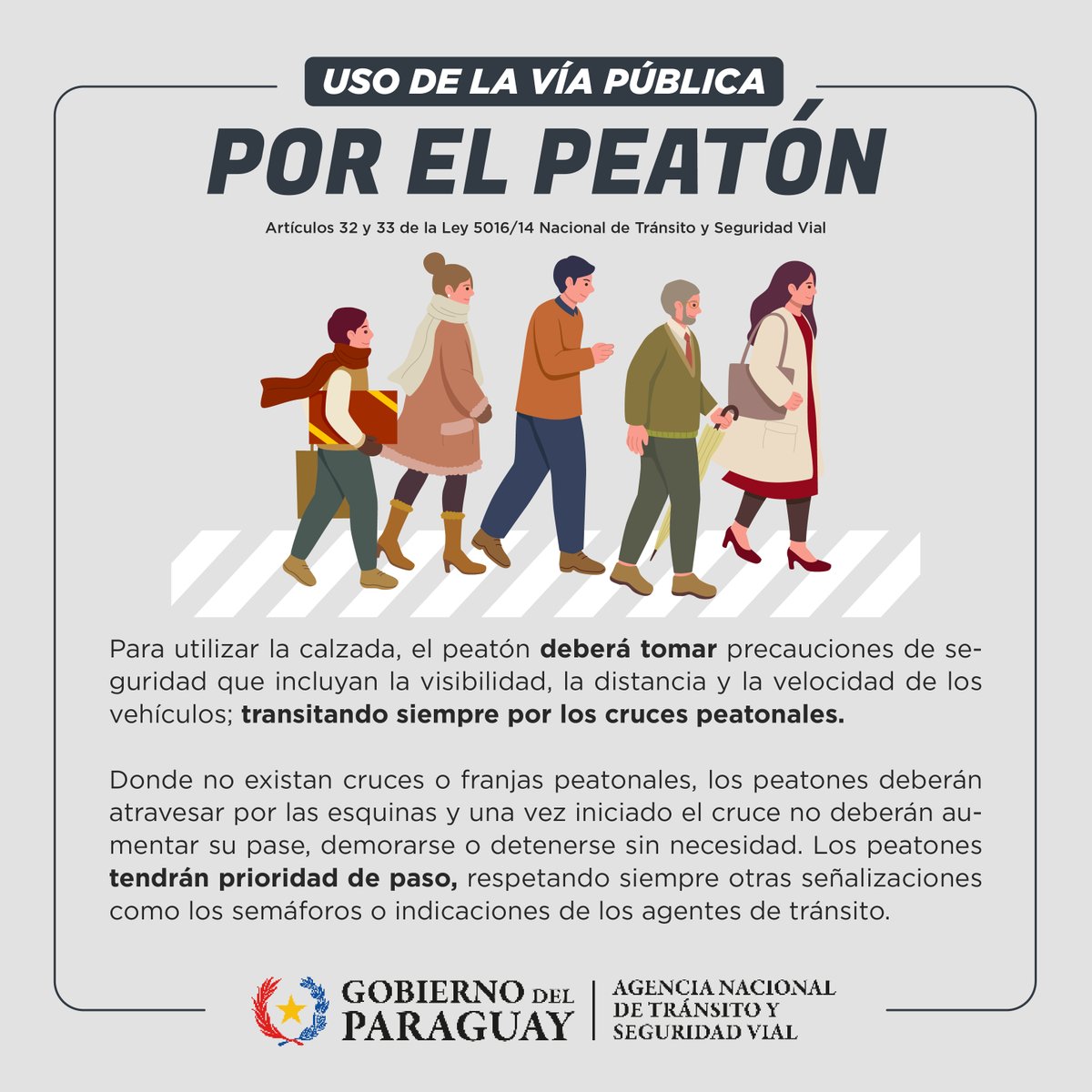 🚶🏻‍♂️🚶🏽‍♀️ Cualquier persona que no sea conductor de un vehículo y utilice las calles, veredas o cualquier espacio público para transitar a pie es considerada un peatón.

Te contamos un poco más sobre cómo transitar de forma segura.

#GobiernoDelParaguay 🇵🇾