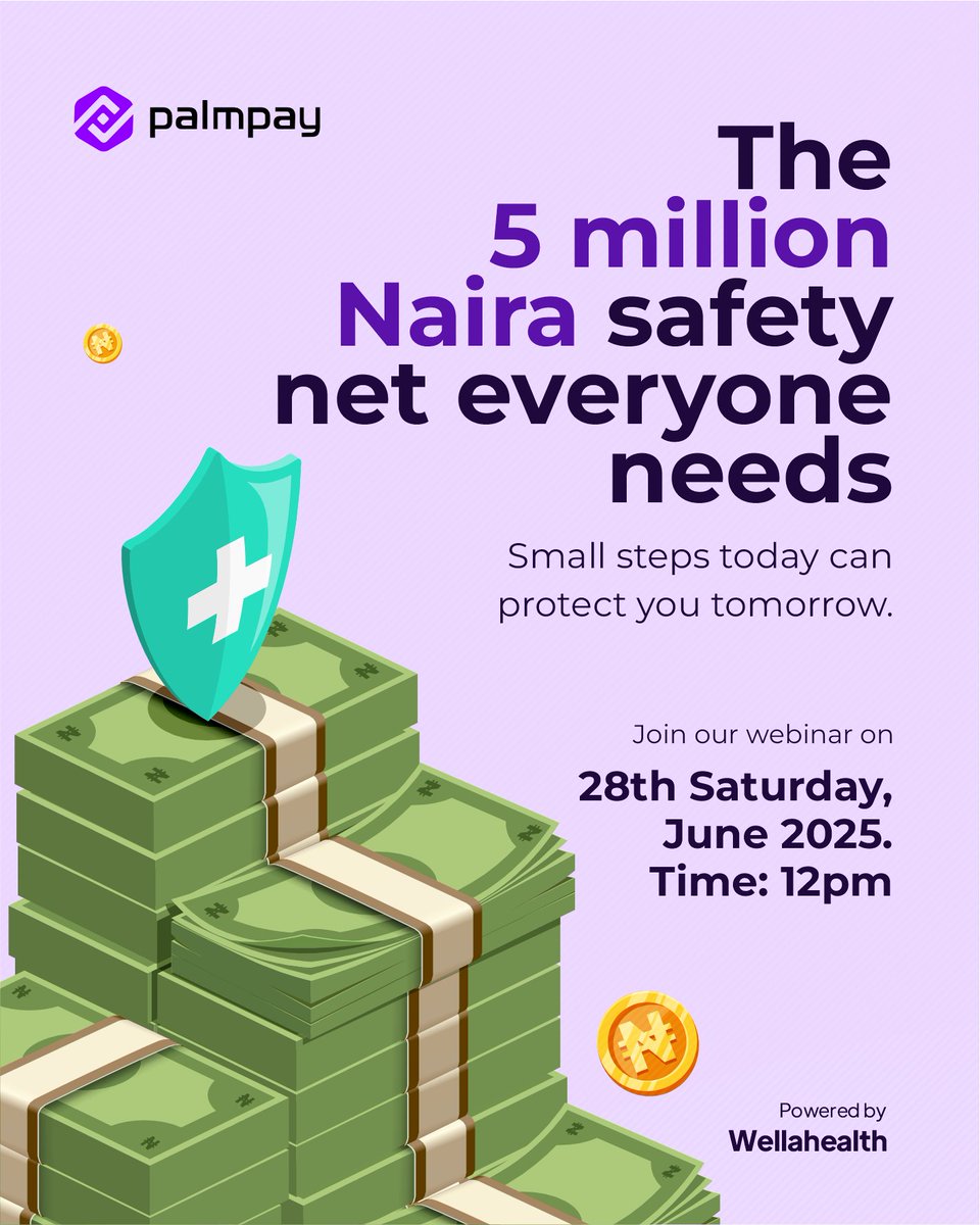 WellaHealth's tweet image. What if we told you 500/month could unlock a N5 million health safety net It’s not just insurance, it’s peace of mind.
Join our free webinar this Saturday, June 28th at 12pm to learn how small steps today can protect your future.
Click here to register- zc.vg/mIarR