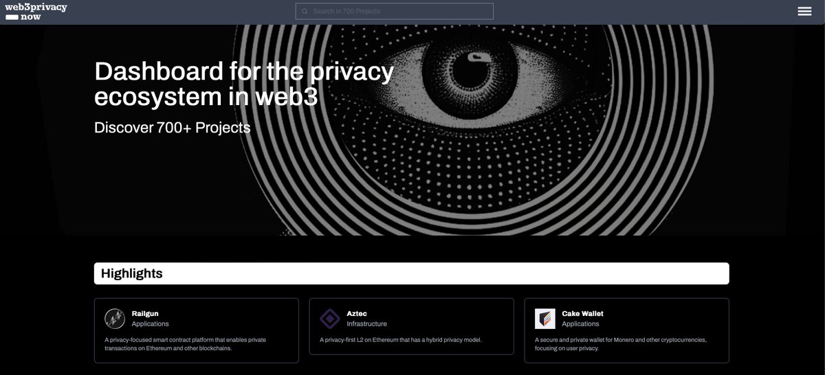 Web3Privacy Now (@web3privacy) on Twitter photo Milestone unlocked: 700 projects promising privacy in web3.
New projects added
- decentralized voting Davinci from <a href="/vocdoni/">Vocdoni 🗳️ building DAVINCI a zkRollup for voting</a>
- lots of <a href="/aztecnetwork/">Aztec</a>-related projects: <a href="/nemi_fi/">Nemi</a>, <a href="/ravenhousenft/">Raven House</a>, <a href="/ObsidionWallet/">Obsidion Wallet</a>...
- different wallets <a href="/StackWalletHelp/">Stack Wallet / Stack Duo || Official Support</a>, <a href="/AquaBitcoin/">AQUA Wallet</a>
- hardware Milestone unlocked: 700 projects promising privacy in web3.
New projects added
- decentralized voting Davinci from <a href="/vocdoni/">Vocdoni 🗳️ building DAVINCI a zkRollup for voting</a>
- lots of <a href="/aztecnetwork/">Aztec</a>-related projects: <a href="/nemi_fi/">Nemi</a>, <a href="/ravenhousenft/">Raven House</a>, <a href="/ObsidionWallet/">Obsidion Wallet</a>...
- different wallets <a href="/StackWalletHelp/">Stack Wallet / Stack Duo || Official Support</a>, <a href="/AquaBitcoin/">AQUA Wallet</a>
- hardware