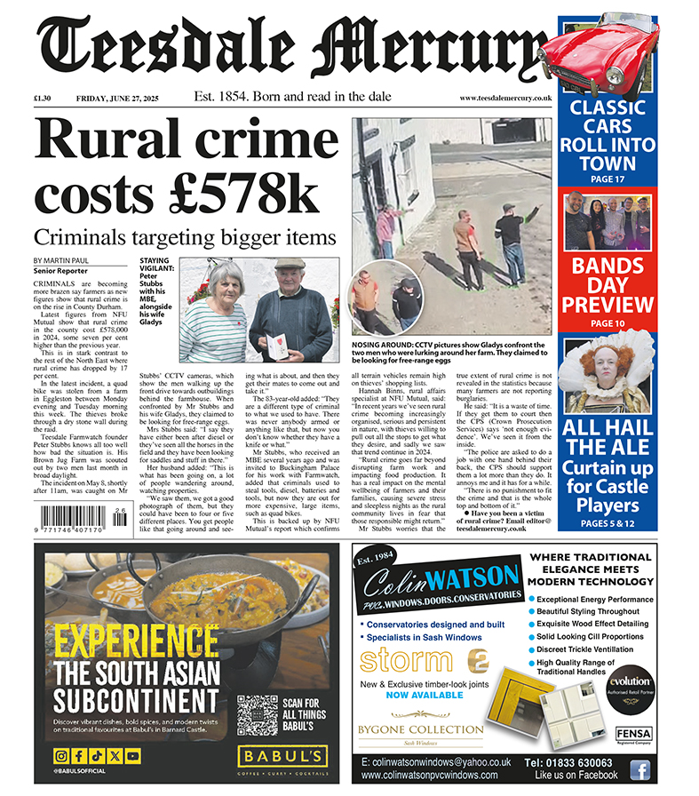 Don't miss this week's edition which is out today!
Full Bands Day preview;
What's on guide and listings;
Classic cars at Barney School;
and The Castle Players are ready to present their new show... and a new ale!