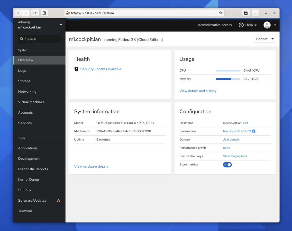 bearstech's tweet photo. 🏖️🐻 Les Logiciels Libres de l'été, jour 7 : 

@CockpitProject : un outil Open Source pour gérer vos serveurs Linux via une interface web. Suivez en temps réel l'état de vos systèmes, déployez des conteneurs, configurez des réseaux et plus encore, tout cela depuis un navigateur. https://t.co/D1kw7laGlZ
