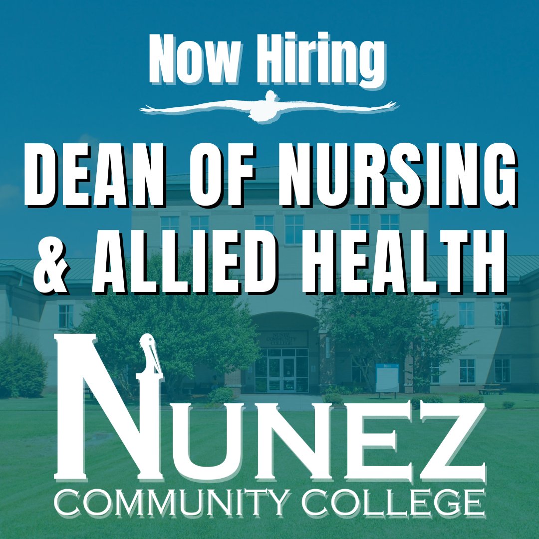 Nunez is seeking a Dean of Nursing &amp; Allied Health.

Job description, qualifications and instructions to apply can be found at tinyurl.com/t2ur9cma