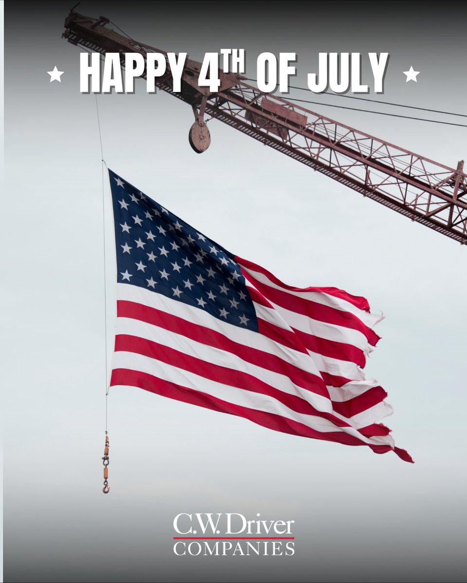 CWDriverCos's tweet image. Wishing everyone a safe and joyful 4th of July from C.W. Driver Companies! #CWDriverCos #FourthOfJuly