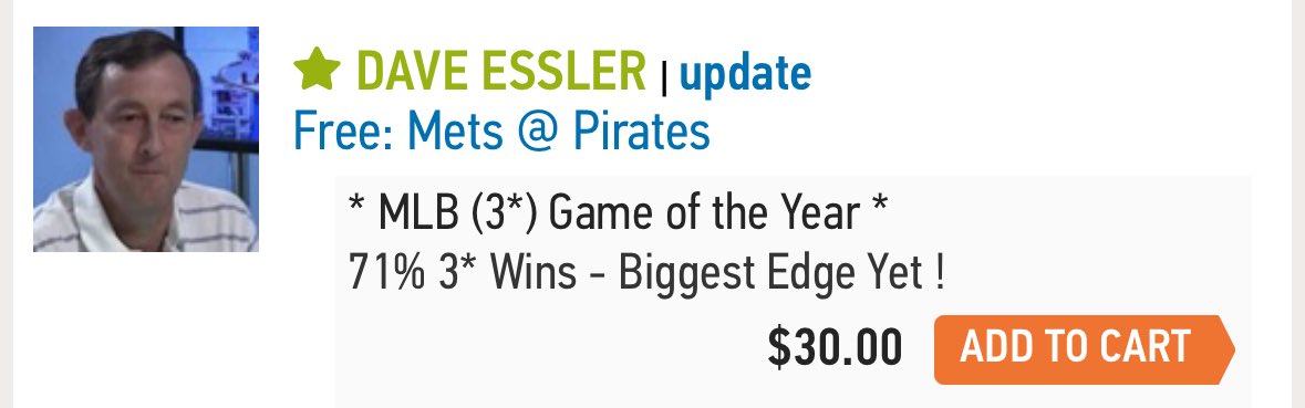 Now at Pregame.com (@pregamenow) on Twitter photo Save $15 on <a href="/Dave_Essler/">Dave Essler π</a>βs MLB 3* Game of the Year with code: WIN15
pregame.com/buy-picks Save $15 on <a href="/Dave_Essler/">Dave Essler π</a>βs MLB 3* Game of the Year with code: WIN15
pregame.com/buy-picks