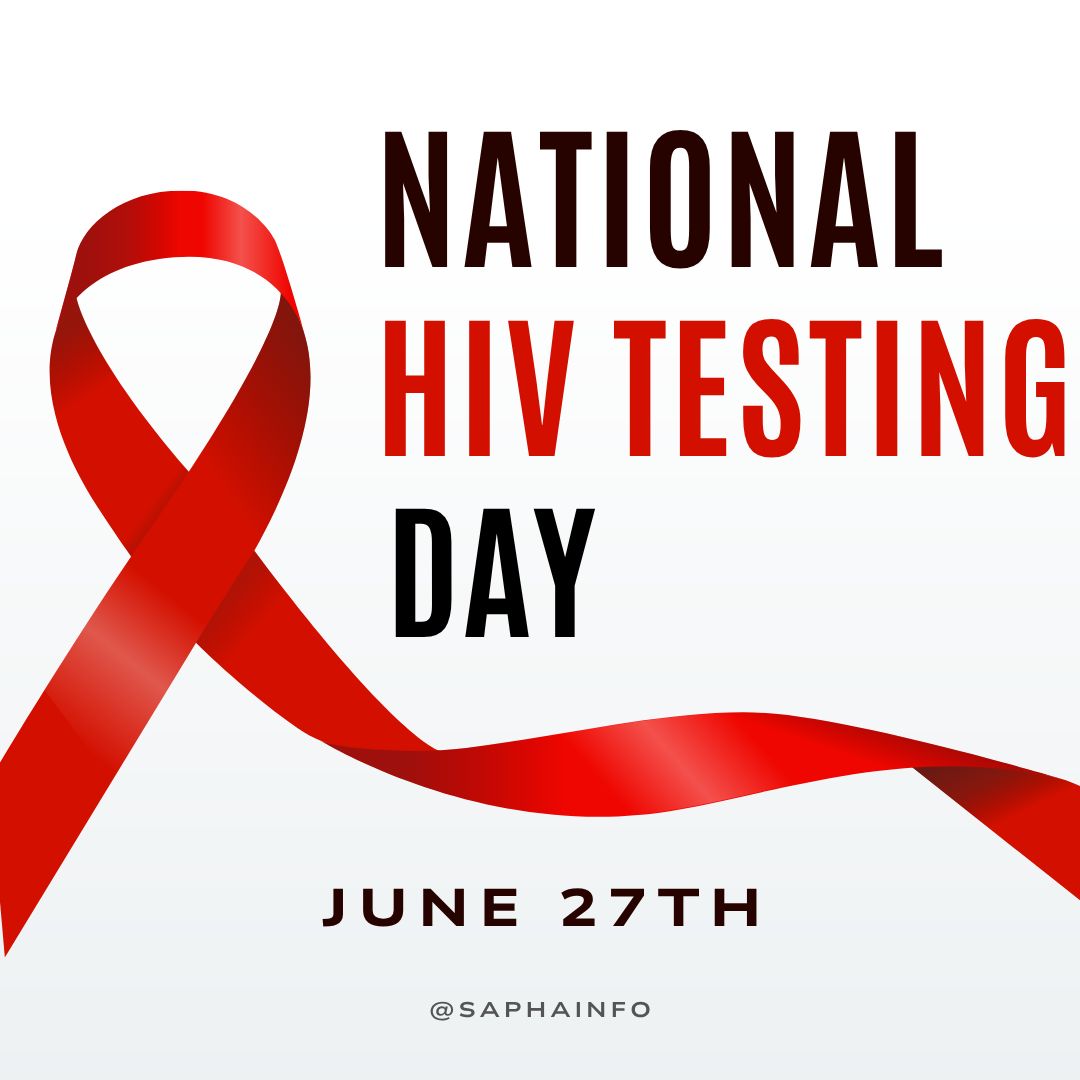 SAPHAinfo's tweet image. 🩺 June 27 is National HIV Testing Day!
Taking care of your health is self-love. Knowing your status is the first step in staying healthy and stopping the spread of HIV. Testing is fast, confidential, and often free. Take charge of your health—get tested today! 💪🏾❤️ #HIVTesting