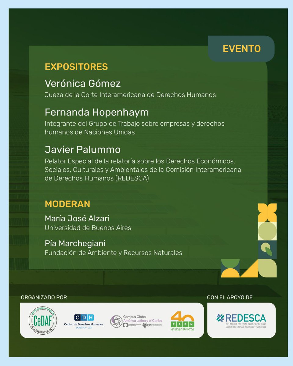El jueves 10 de julio, de 18 a 20 hs, te esperamos en el Salón Azul de <a href="/DerechoUBA/">Facultad de Derecho</a> para el evento: Desafíos y estrategias frente a la emergencia climática y la transición energética Reflexiones sobre estándares internacionales y la nueva Opinión Consultiva de la <a href="/CorteIDH/">Corte Interamericana de Derechos Humanos</a>.