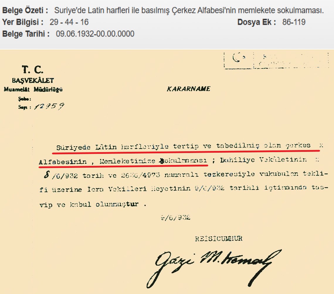 Akıl alır gibi değil!
Çerkes alfabesi de yasaklanmış.

Yasaklamanın amacını 40 sene düşünsek anlayamayız!

Kadim bir halkın, bir  kültürün dilini unutturmak kime ne fayda sağlar?