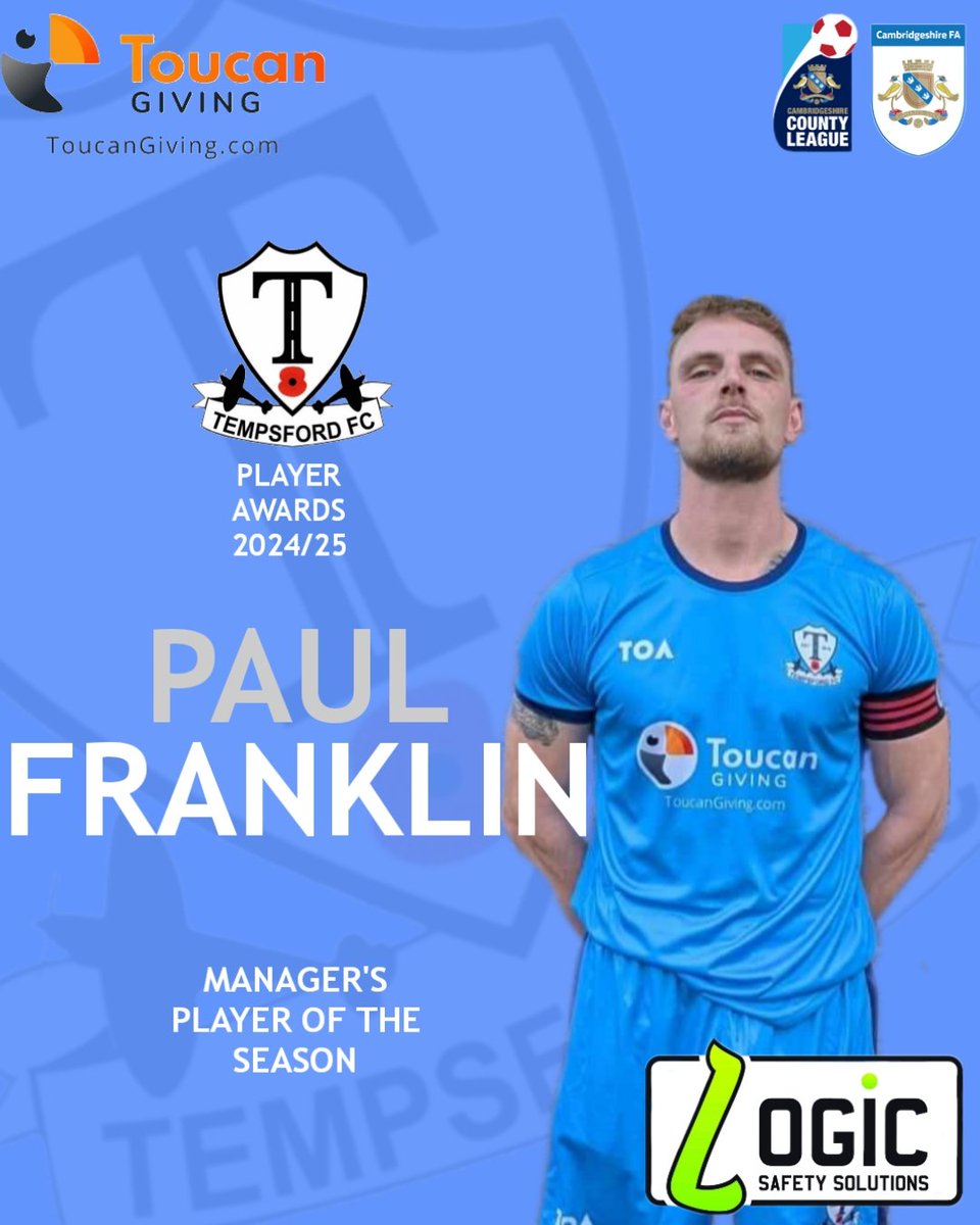 🏆 Double Award Winner 🏆
Paul Franklin has been named Managers Player of the Season for 2024/25!

Adding to his Players’ Player award, it’s a deserved double for the skipper after a standout year 💪🔵

#TempsfordFC #Skipper #UpTheFord #SeasonAwards