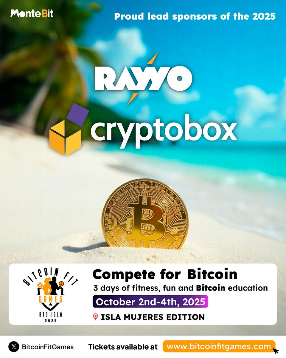 RayyoApp's tweet image. 🏝️Se parte de un evento que une a la comunidad #bitcoin
📍Te esperamos en Isla Mujeres, México
Tu boleto consíguelo aquí: BitcoinFitGames.com
#bitcoinmexico #bitcoinnews #islamujeres #cancun #mexico #cancunmexico #fitness #fitnessmotivation #Bitcoin2025
