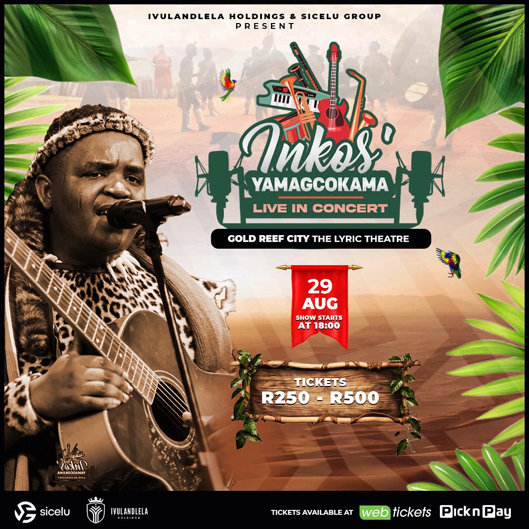 INKOS'YAMAGCOKAMA (@inkosyamagcokam) on Twitter photo Sekunjalo ke bafwethu, #InkosyamagcokamaOneManShow 2025 — Joburg Edition. Mhlaka-29 August 2025. Phungula uthole ithikithi lakho <a href="/webticketsSA/">webtickets.co.za</a> and <a href="/PicknPay/">Pick n Pay</a> oseduze nawe. ASIHLANGANE KHONA! ♥️✊🏼
webtickets.co.za/v2/event.aspx?… Sekunjalo ke bafwethu, #InkosyamagcokamaOneManShow 2025 — Joburg Edition. Mhlaka-29 August 2025. Phungula uthole ithikithi lakho <a href="/webticketsSA/">webtickets.co.za</a> and <a href="/PicknPay/">Pick n Pay</a> oseduze nawe. ASIHLANGANE KHONA! ♥️✊🏼
webtickets.co.za/v2/event.aspx?…