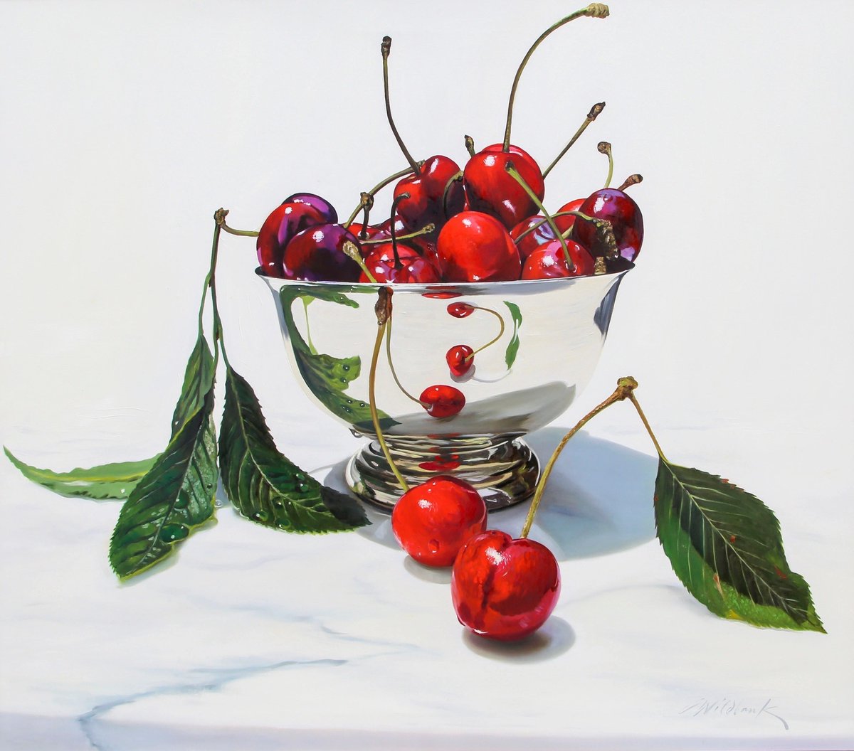 Bowl of Cherries 🍒 
Acrylic on canvas 
Charles Wildbank.