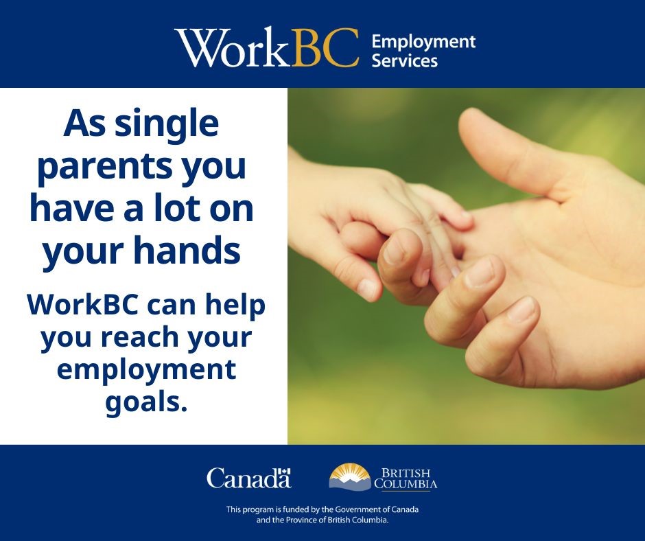 WorkBCMerritt's tweet photo. As a single parent, looking for a good job and building a career can be hard. You’re not alone.  Visit WorkBC Centre Merritt for a little help.
info-merritt@workbc.ca or call 250 378 5151!
#WorkBC #singleparent #workbccentremerritt https://t.co/DaNwBHGz3C