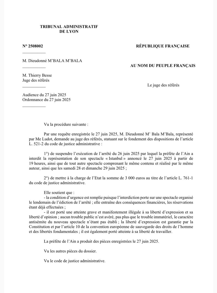 MbalaDieudo's tweet image. Victoire devant le tribunal administratif !Lorsque qu’ils émettent leurs interdictions les médias s’en gargarisent mais lorsque je gagne bouche cousue. Et toutes ses procédures au frais du peuple français!Faites tourner l’info.Merci,je tiens grâce à vous dieudosphere.com