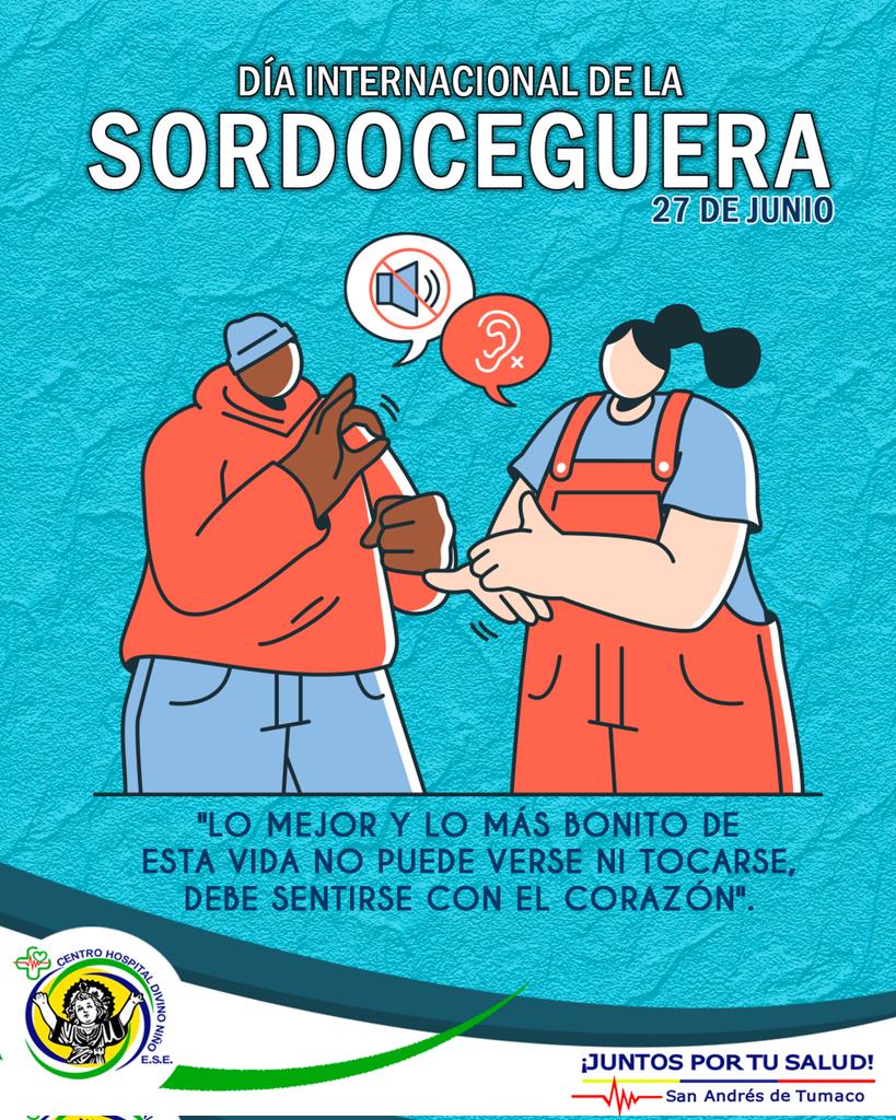 CHDN1's tweet image. #HOY 🧏🏾‍♀️🫶🏼👨🏾‍🦯 | En el Día Internacional de la Sordoceguera, reconocemos su lucha por la autonomía, la salud y la inclusión. Ser humanos es entender, no solo atender.
✅ Promovamos una atención diversa y sensible.
#ESECentroHospitalDivinoNiño
#JuntosPorTuSalud #Sordoceguera #Salud