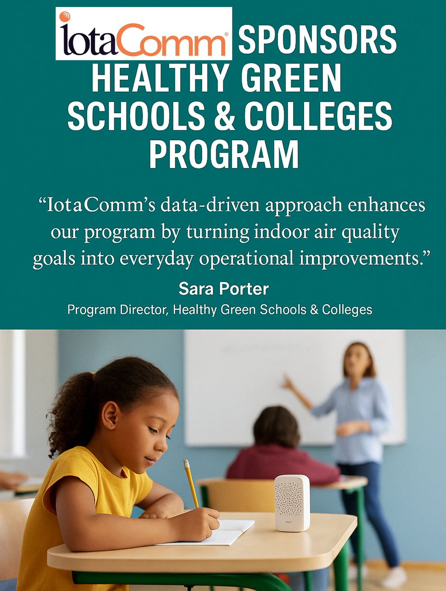 IotaComm (@iotacomm) on Twitter photo We’re proud to sponsor <a href="/HealthySchools/">healthyschools</a>’ #HealthyGreenSchools program! 🏫🌱
With our Delphi360™ platform, IotaComm helps districts transform indoor air quality data into real-time insights—advancing equity, sustainability & student health.
🔗 hubs.la/Q03v2wW10
#IAQ We’re proud to sponsor <a href="/HealthySchools/">healthyschools</a>’ #HealthyGreenSchools program! 🏫🌱
With our Delphi360™ platform, IotaComm helps districts transform indoor air quality data into real-time insights—advancing equity, sustainability & student health.
🔗 hubs.la/Q03v2wW10
#IAQ
