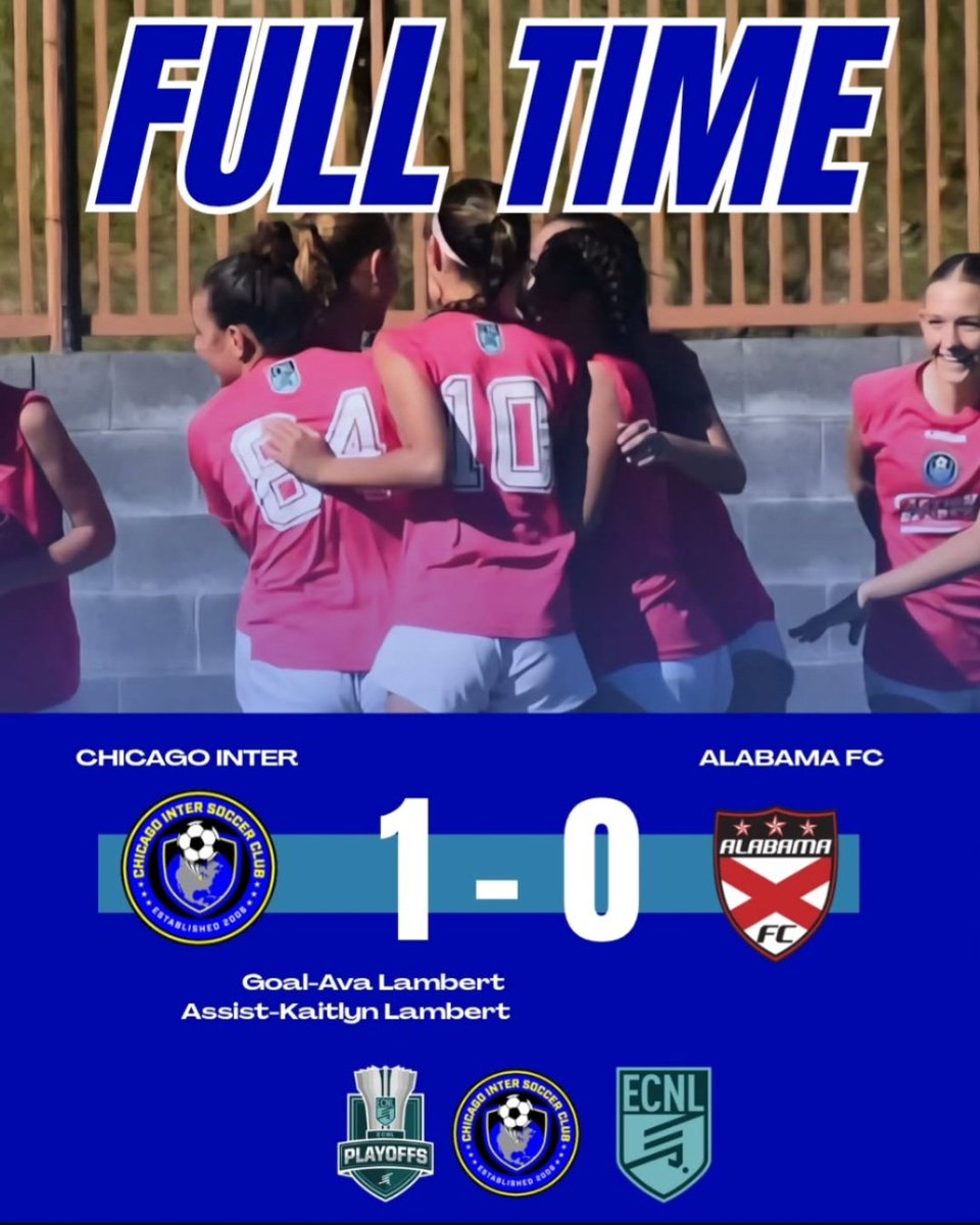 Kaitlyn Lambert (@kaitlynlam_14) on Twitter photo Win on day one of the <a href="/ECNLgirls/">ECNL Girls</a> National playoffs offs. Can't wait to continue this event. Today is a rest day but tommorow we are back at it.
🗓️ Saturday June 28
⏰ 2:10 PM
📍 Field 15
🆚 Marin FC
<a href="/chiINTER/">Chicago Inter SC</a> <a href="/Neno_Footy11/">Neno Dautovic</a> <a href="/ImYouthSoccer/">ECNL/GA/Recruiting/College Soccer</a> <a href="/PrepSoccer/">Prep Soccer ⚽️</a> <a href="/Chiinter09ECNL/">Chicago Inter 09 ECNL</a> <a href="/TheSoccerWire/">SoccerWire</a> Win on day one of the <a href="/ECNLgirls/">ECNL Girls</a> National playoffs offs. Can't wait to continue this event. Today is a rest day but tommorow we are back at it.
🗓️ Saturday June 28
⏰ 2:10 PM
📍 Field 15
🆚 Marin FC
<a href="/chiINTER/">Chicago Inter SC</a> <a href="/Neno_Footy11/">Neno Dautovic</a> <a href="/ImYouthSoccer/">ECNL/GA/Recruiting/College Soccer</a> <a href="/PrepSoccer/">Prep Soccer ⚽️</a> <a href="/Chiinter09ECNL/">Chicago Inter 09 ECNL</a> <a href="/TheSoccerWire/">SoccerWire</a>