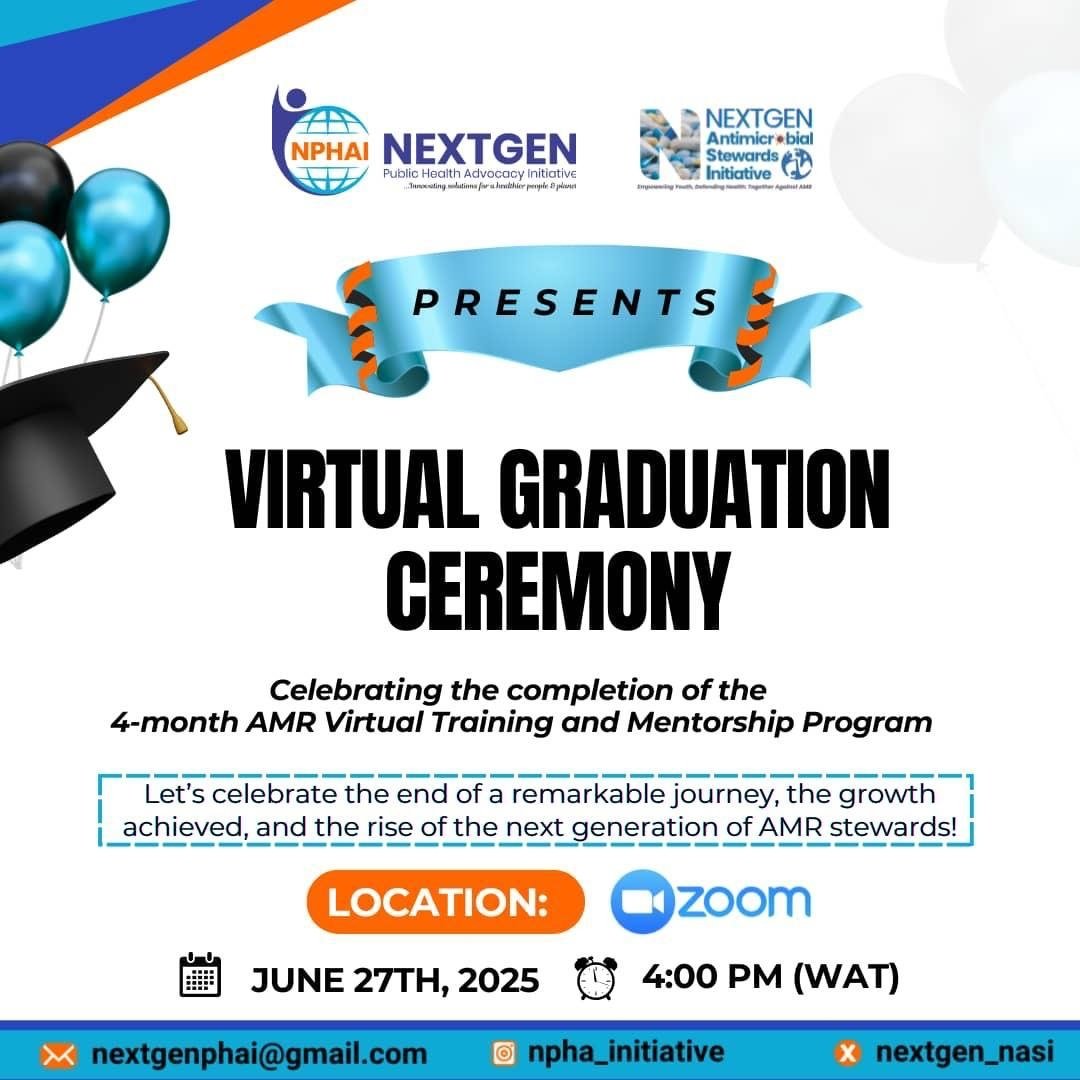 nextgen_nasi's tweet photo. We are LIVE! 
Join us now for the NextGen Antimicrobial Stewards Initiative (NASI) Virtual AMR Research Training and Mentorship Graduation Ceremony as we celebrate the outstanding journey of our AMR champions! 

#AMRGraduation 
#NextGenStewards 
#NASI 
#NPHAI https://t.co/DzO7cTCItv