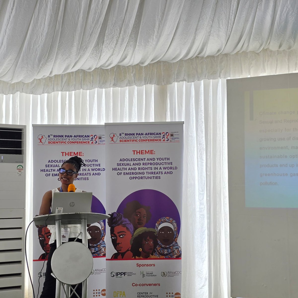 YAMghana's tweet photo. Climate change threatens the existence of human health and rights. Dorcas from YAM Tamale branch presented an abstract at #RHNKConference2025 on climate change and its impact on SRHR and understanding the connections through reusable Sanitary Pads.
#EmpowHER #MYIP https://t.co/HDlYuPIUYn