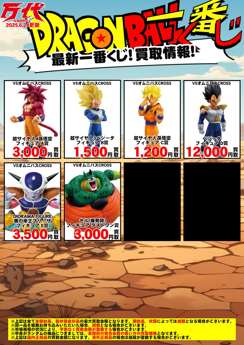 一番くじドラゴンボール VSオムニバスCROSS 一部買取価格変更しており